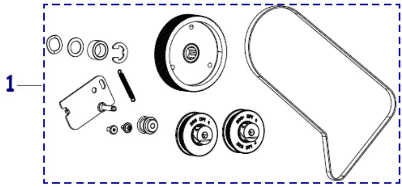 Bộ hệ thống truyền động chính cho máy in ZT510 (bao gồm Puli và Dây curoa), P/N: P1083347-016, hiệu Zebra